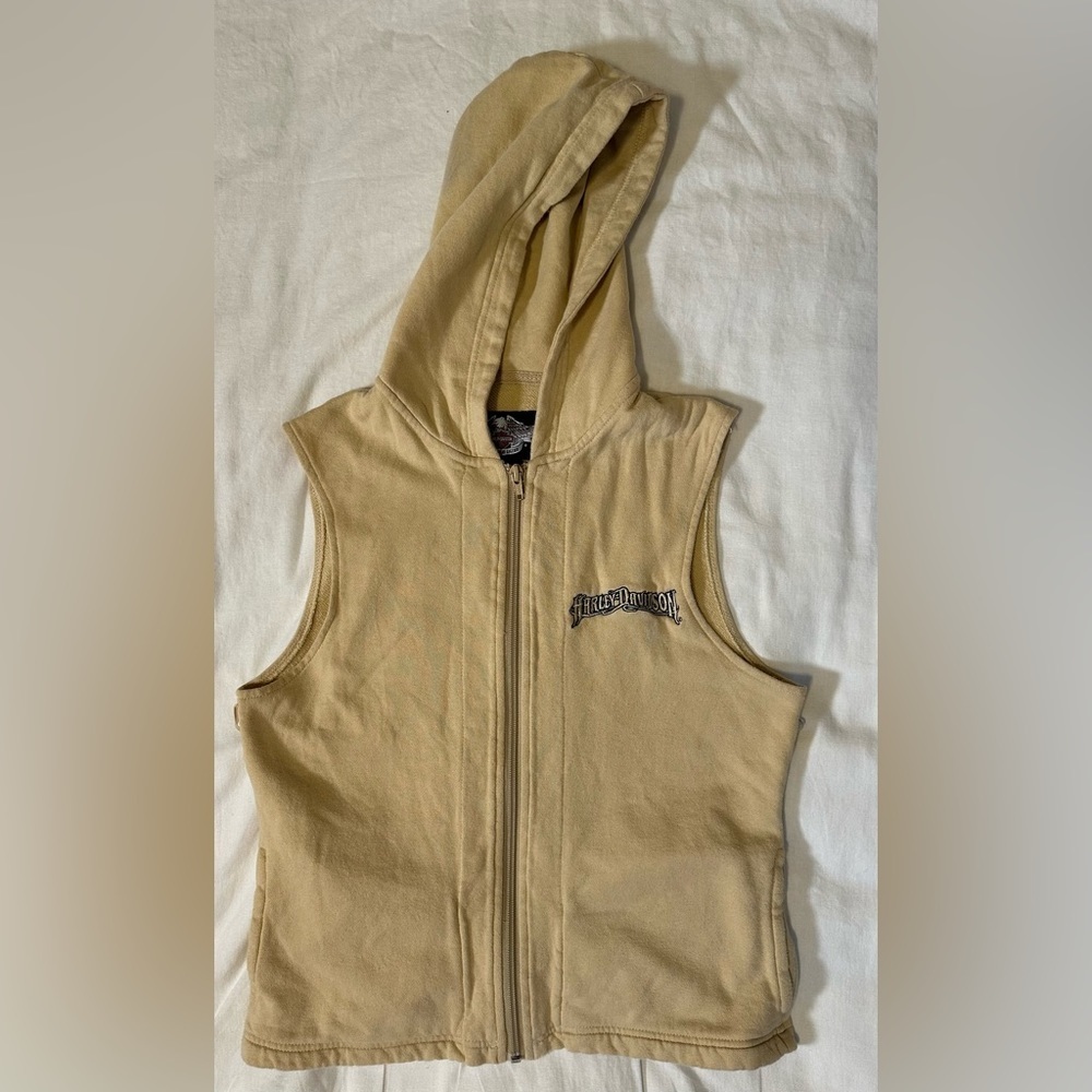 Harley Davidson Sleeveless Full Zip Jacket Liner Hoodie Womens Small